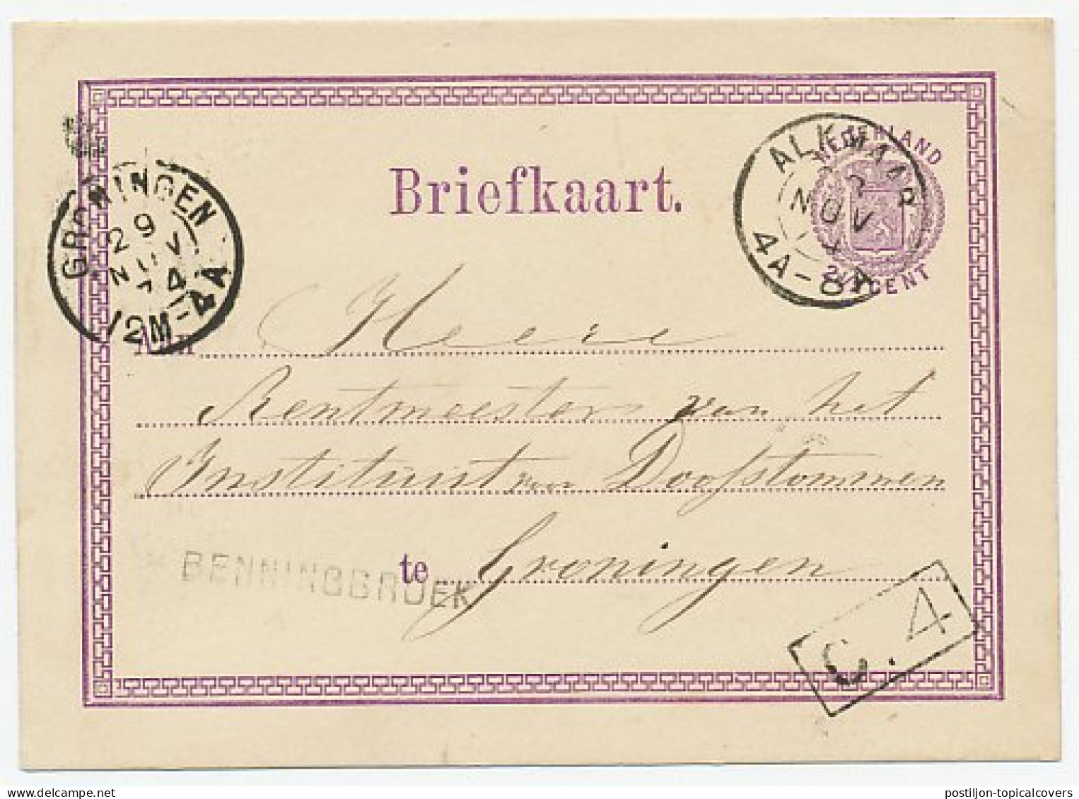 Naamstempel Benningbroek 1874 - Storia Postale
