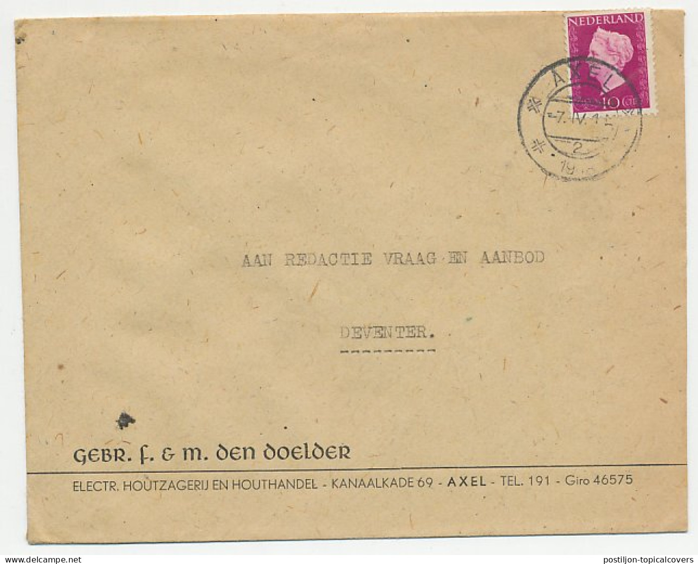 Firma Envelop Axel 1948 - Houtzagerij - Non Classés