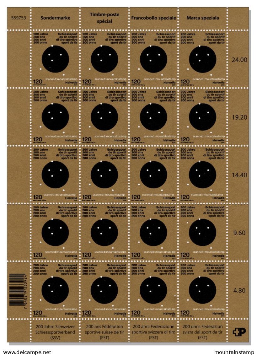 Switzerland 2024 (2/24) 200 Jahre Schiesssportverband - Sport - Shooting Target - Cible - Bersaglio - Schiessen  MNH ** - Unused Stamps