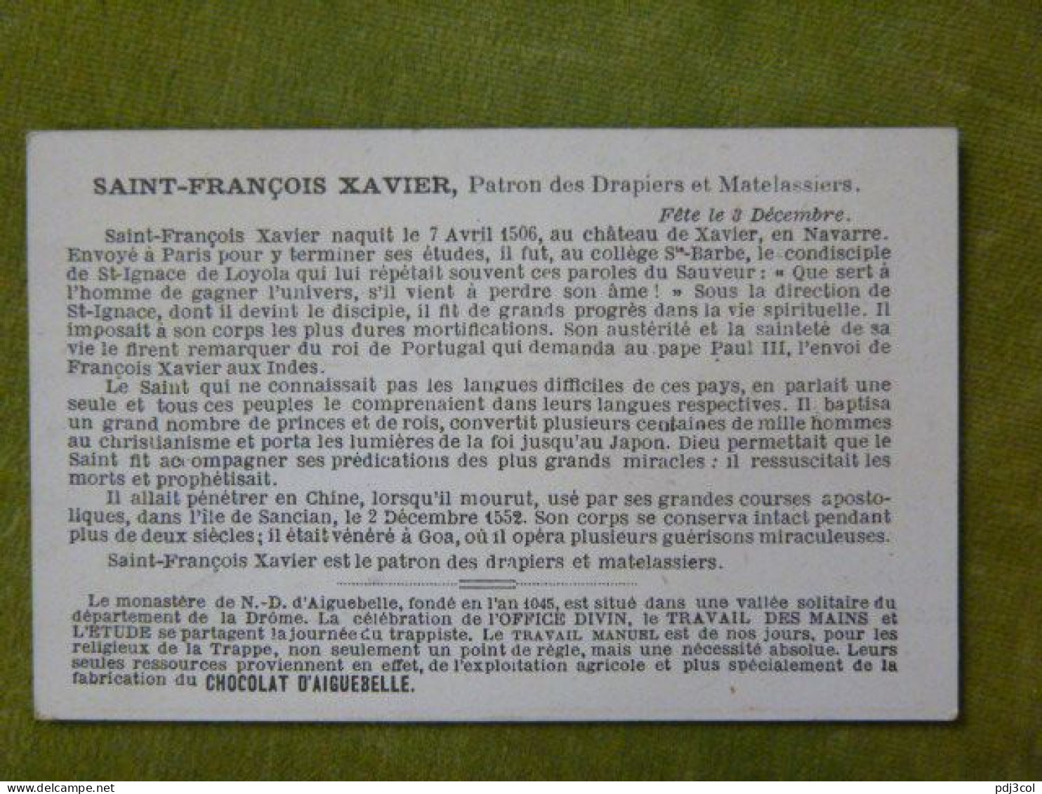 Série Les Corps D'état & Leurs Sts Patrons - Saint Xavier - Matelassiers, Drapiers - Aiguebelle