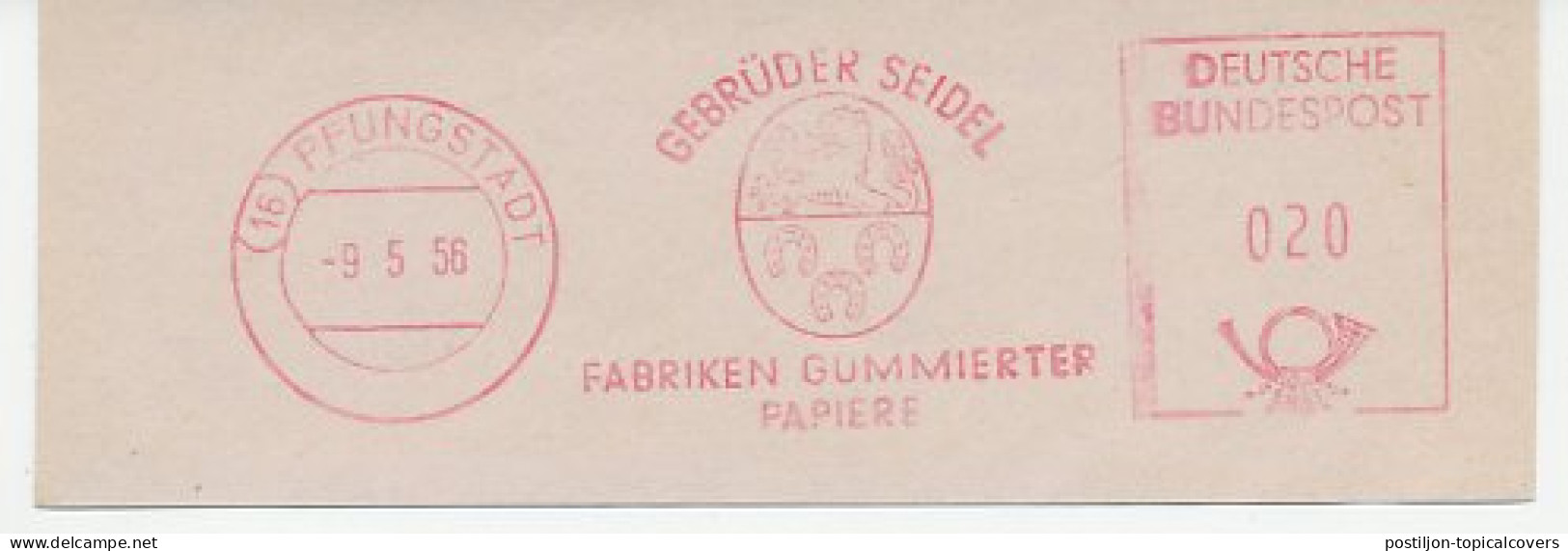Meter Cut Germany 1956 Lion - Horseshoe - Paper - Autres & Non Classés