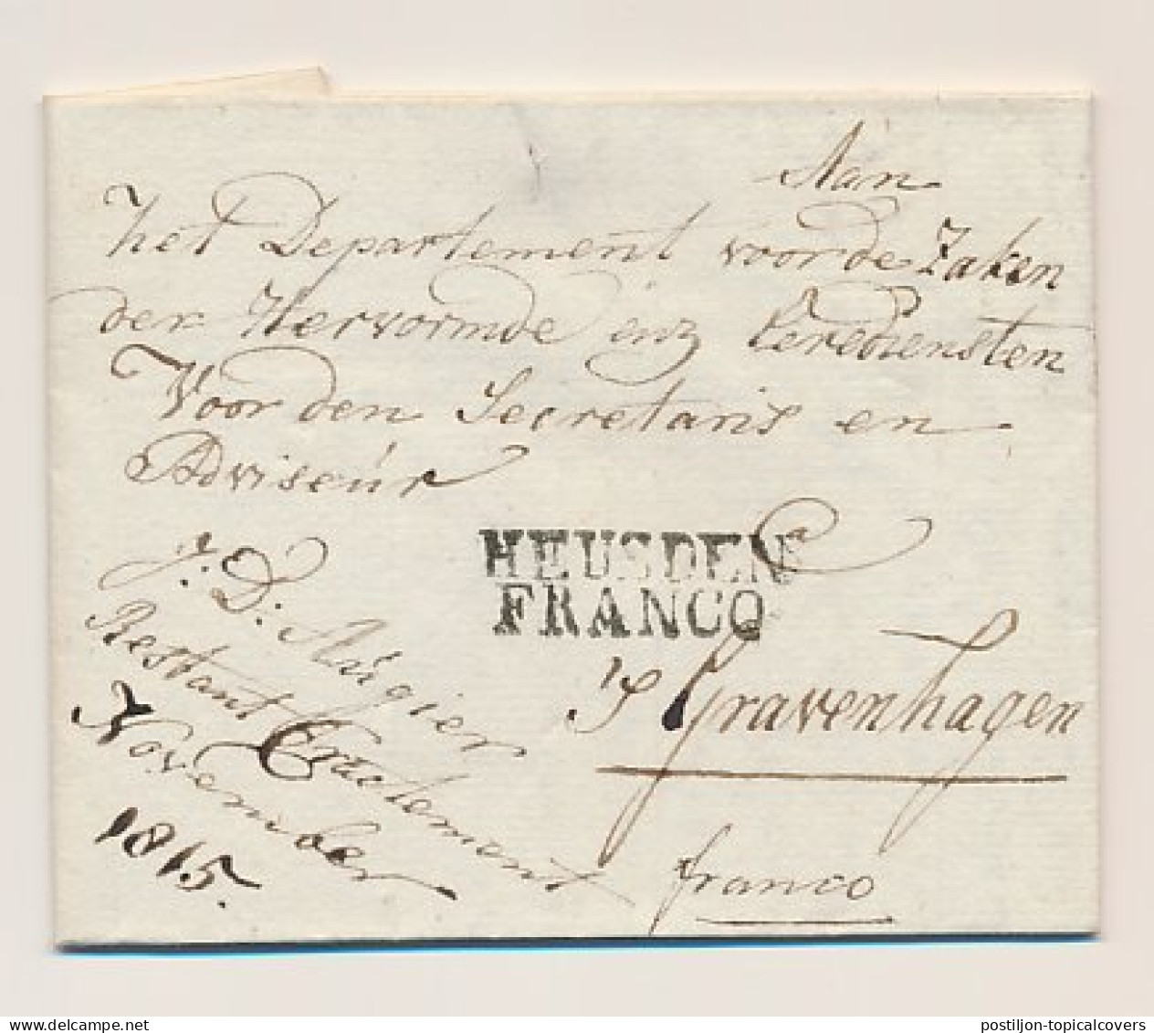 Aalst - HEUSDEN FRANCO - S Gravenhage 1817 - Lakzegel - ...-1852 Prephilately