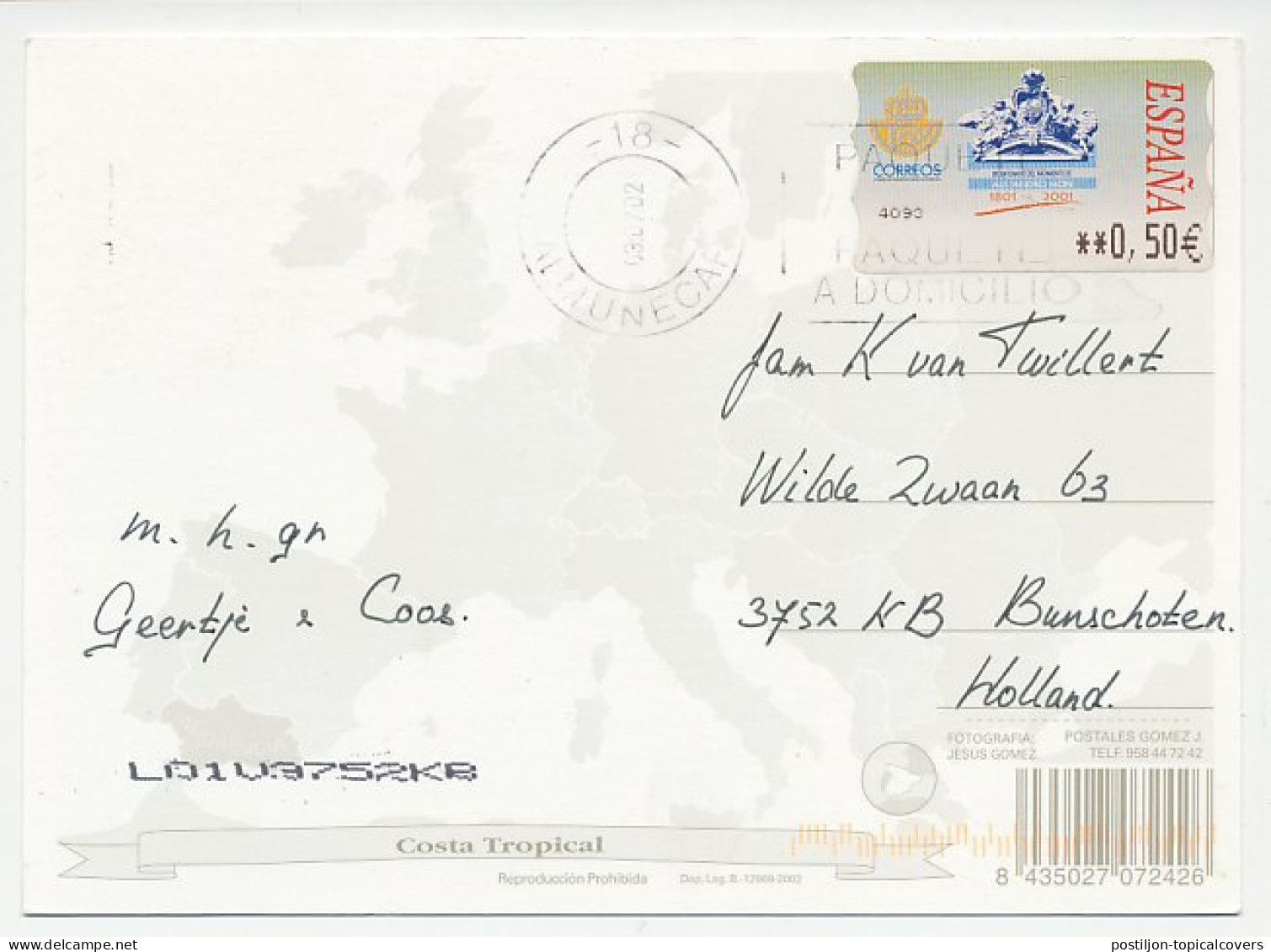 Postcard / ATM Stamp Spain 2002 Alejandro Mon Y Menéndez - Ministry Of Finance - Altri & Non Classificati