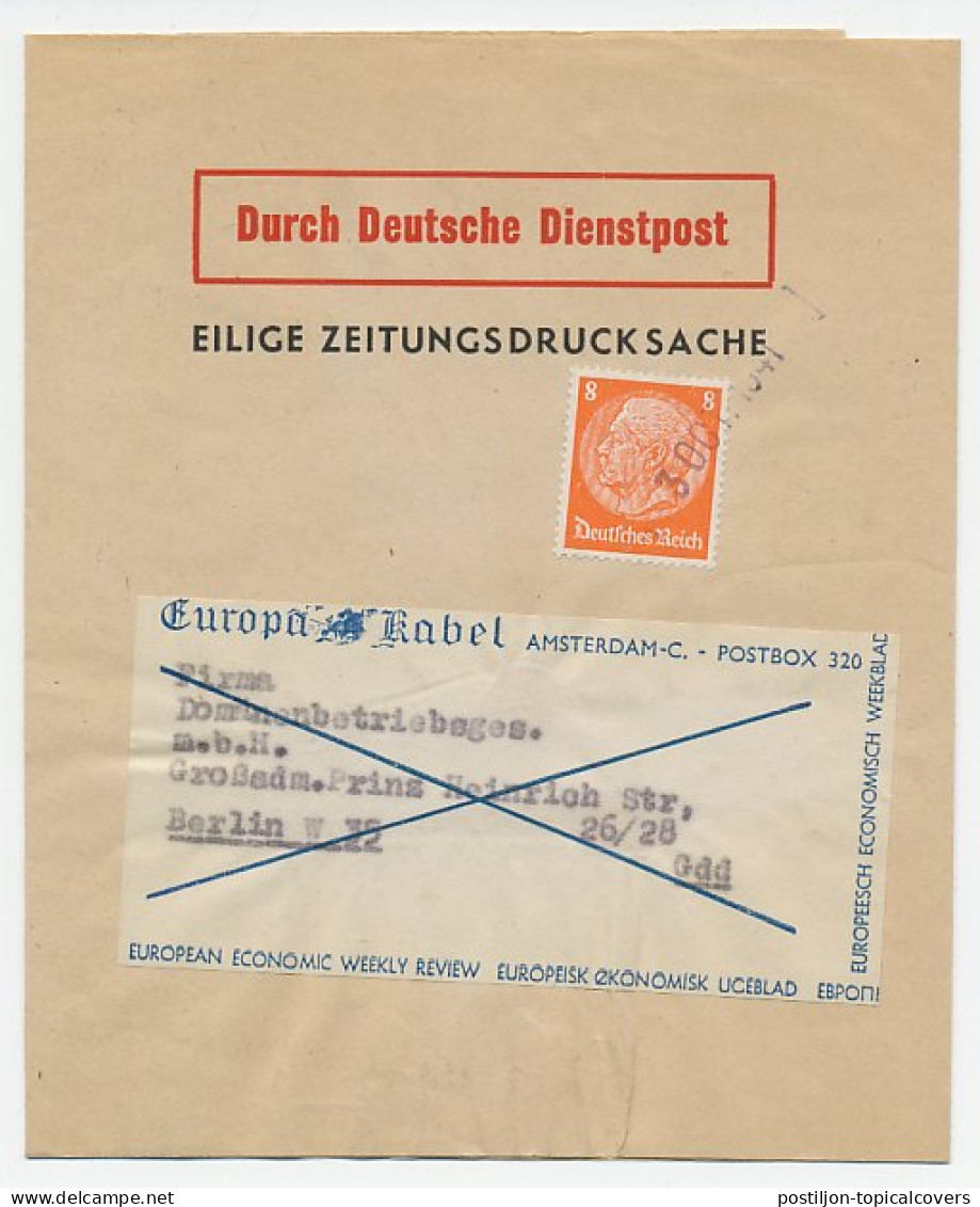 Deutsche Dienstpost Amsterdam - Duitsland 1941 - Krantewikkel - Ohne Zuordnung