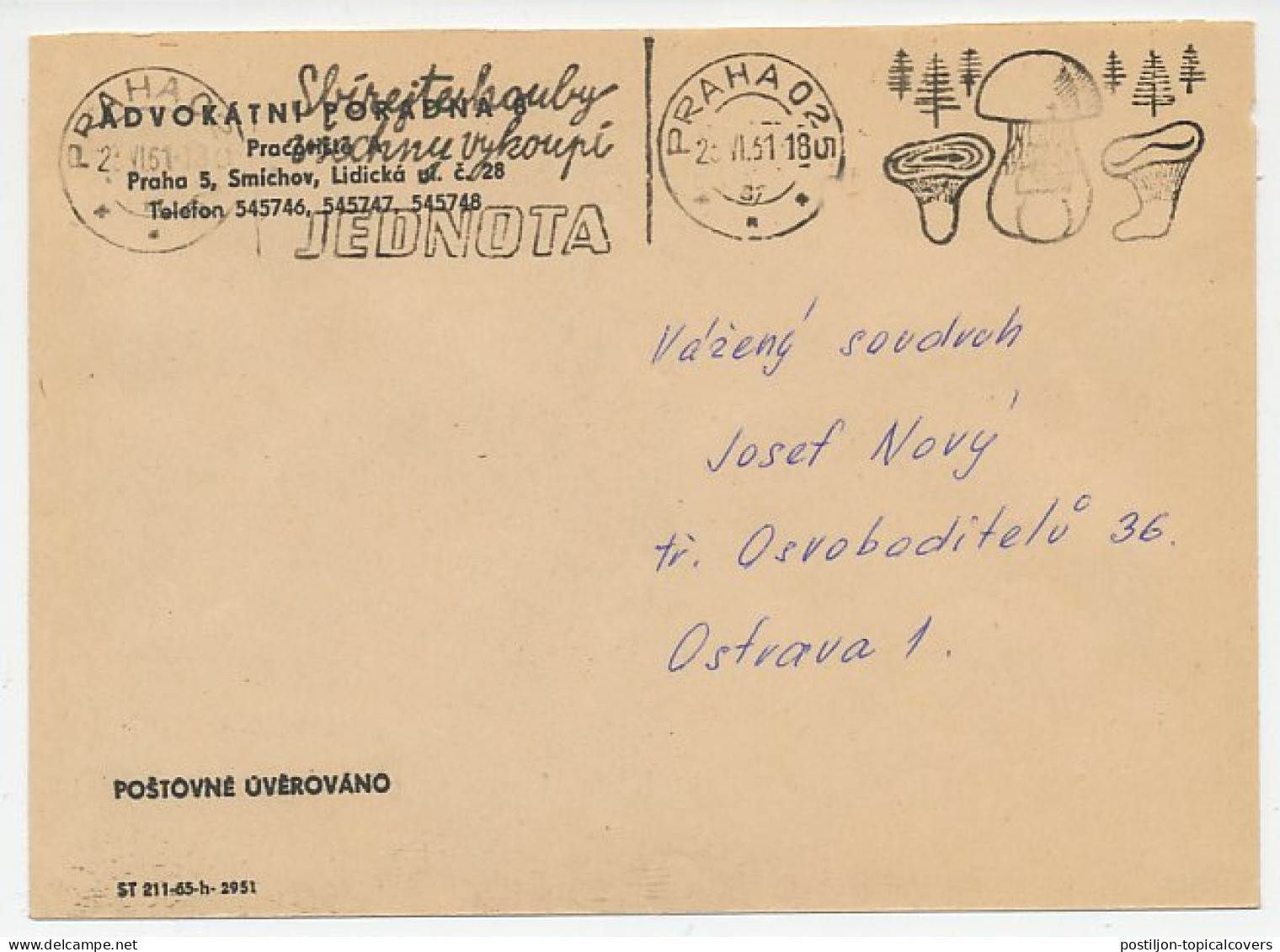 Cover / Postmark Czechoslovakia1961 Collect Mushrooms - Paddestoelen