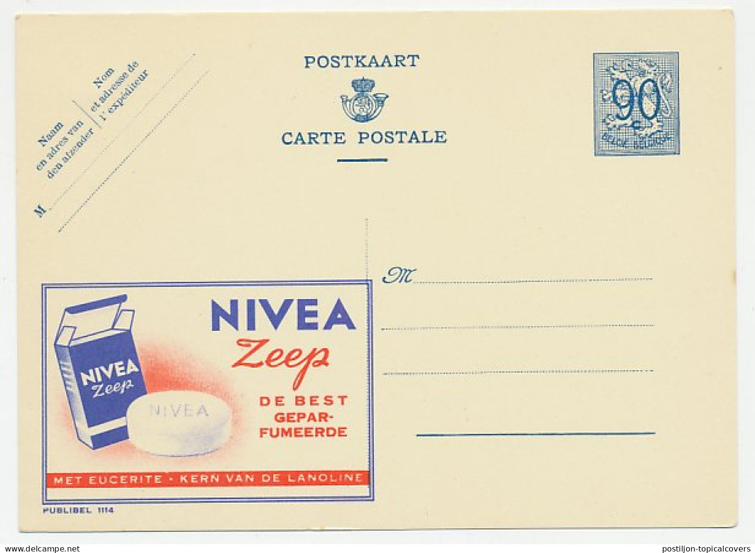 Publibel - Postal Stationery Belgium 1951 Soap - Nivea - Altri & Non Classificati