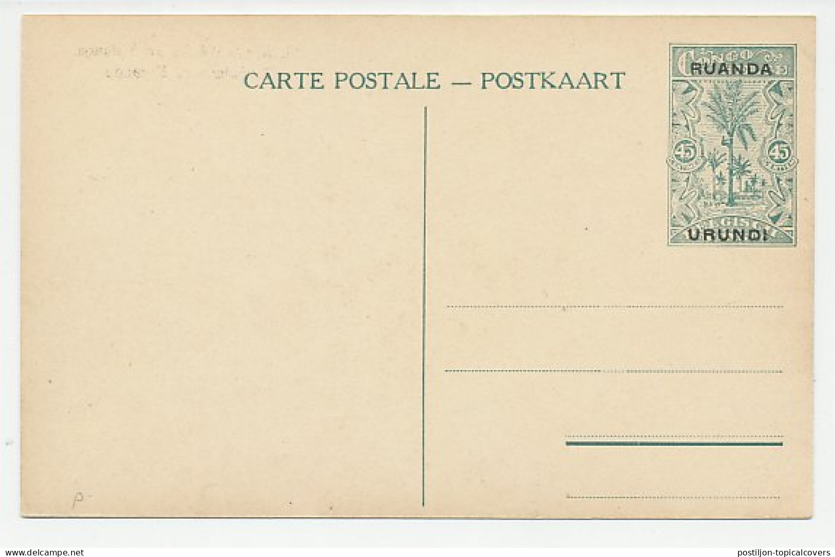 Postal Stationery Rwanda Tin Mines - Katanga - Sonstige & Ohne Zuordnung