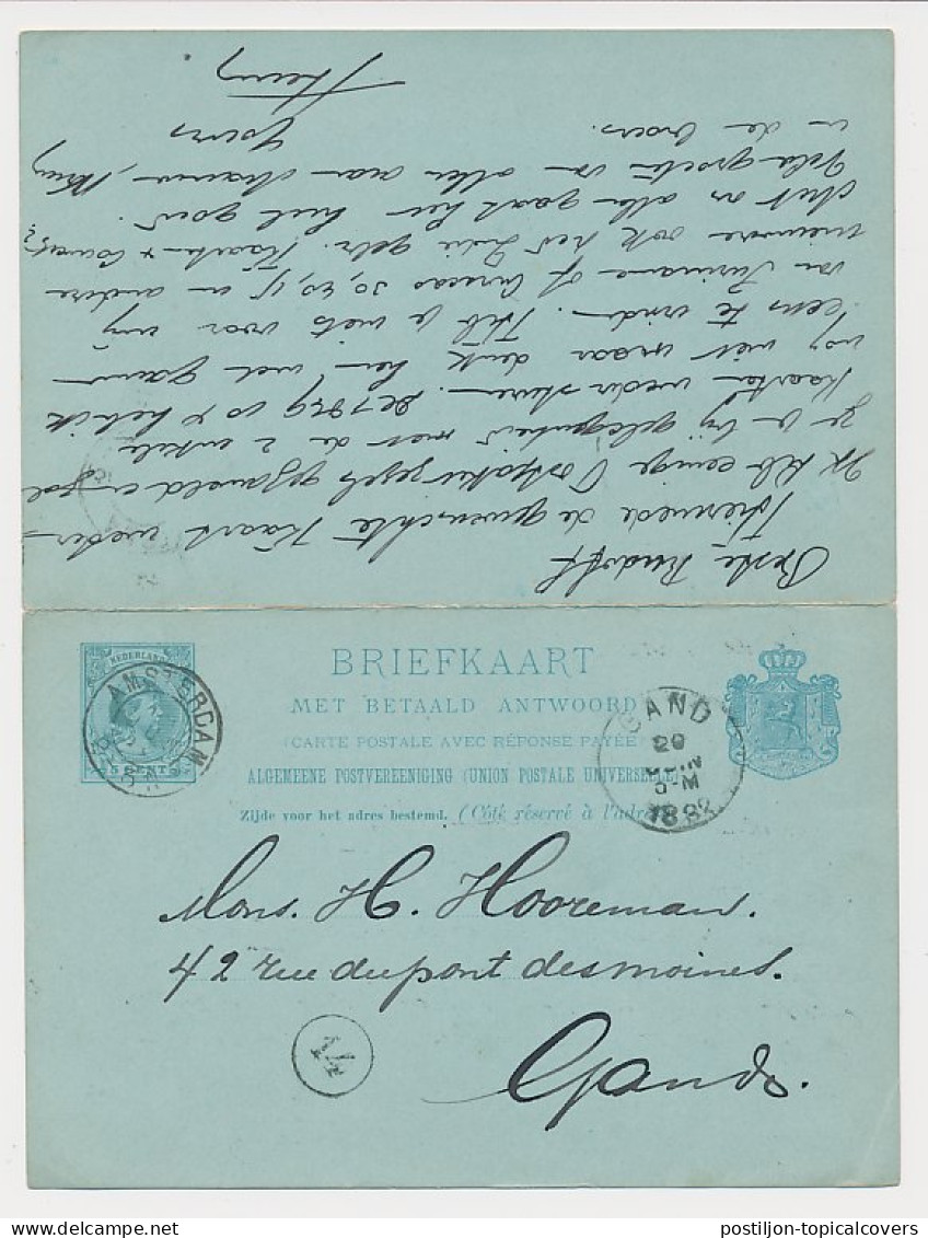 Briefkaart G. 30 Amsterdam - Belgie 1892 V.v. - Ganzsachen