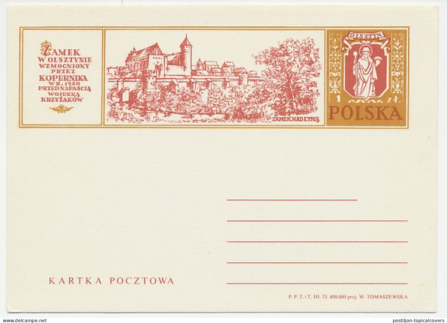 Postal Stationery Poland 1973 Nicolaus Copernicus - Astronomer - Astronomie