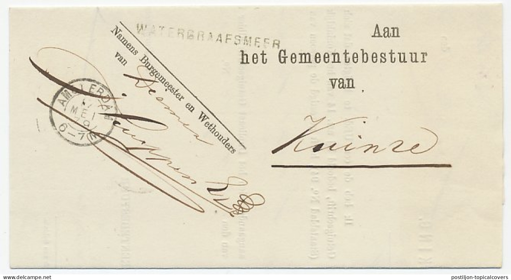 Naamstempel Watergraafsmeer 1879 - Cartas & Documentos