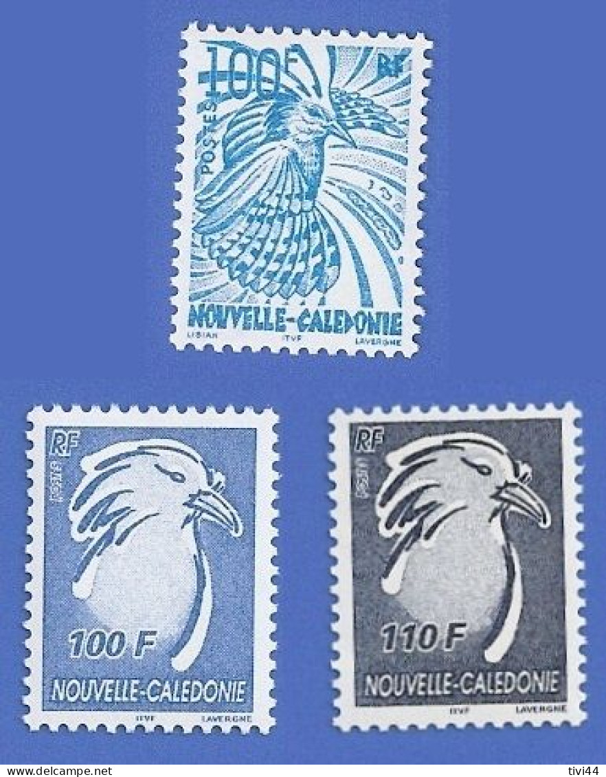 NOUVELLE CALÉDONIE 849 + 911 + 968 NEUFS ** SÉRIE COURANTE LE CAGOU - Unused Stamps