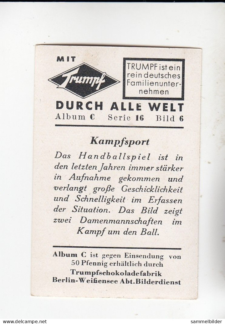 Mit Trumpf Durch Alle Welt Kampfsport Handball Damenmannschaften    C    Serie 16 #6 Von 1933 - Other Brands