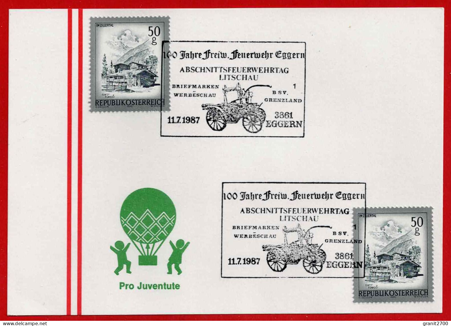 Sonderstempel  100 Jahre Freiw. Feuerwehr Eggern  Am 11.7.1987 - Andere & Zonder Classificatie