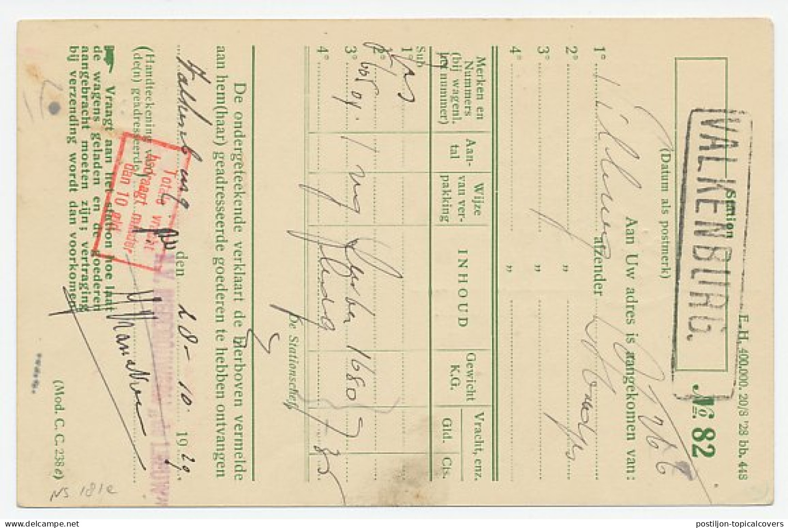 Spoorwegbriefkaart G. NS222 E - Locaal Te Valkenburg 1929 - Entiers Postaux