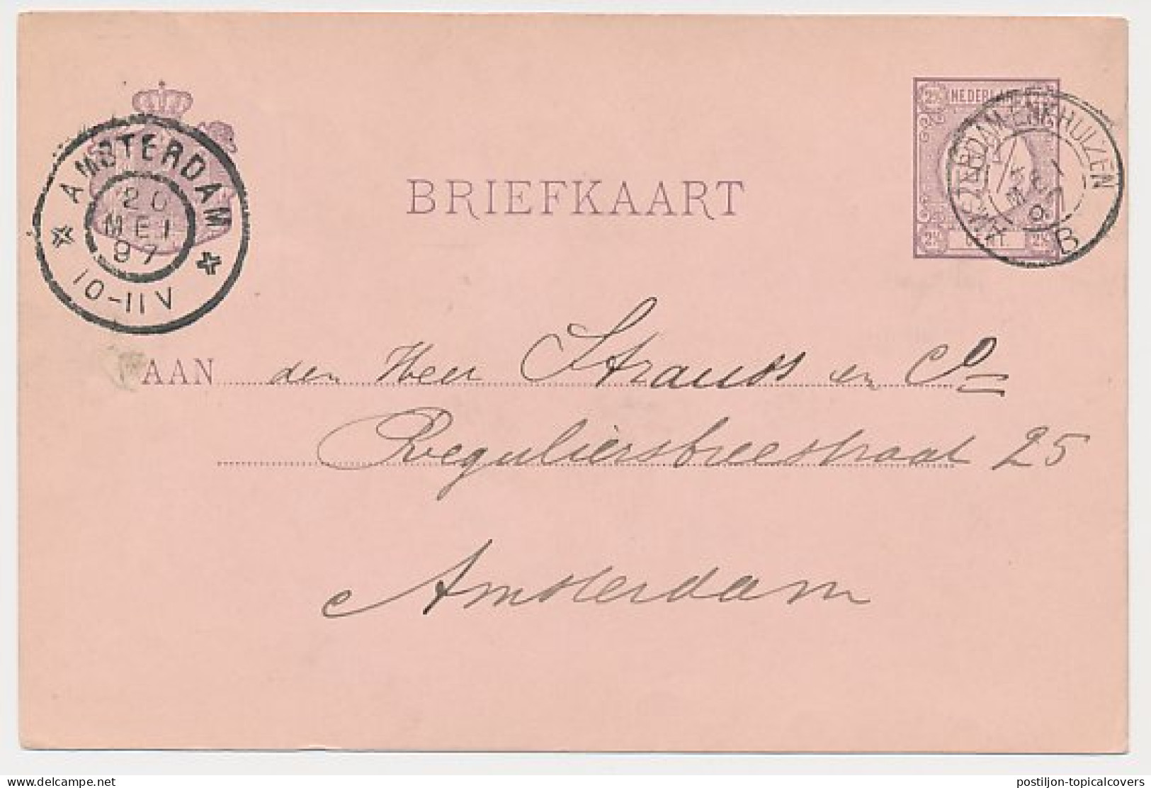 Grootebroek -Trein Kleinrondstempel Amsterdam - Enkhuizen B 1897 - Covers & Documents