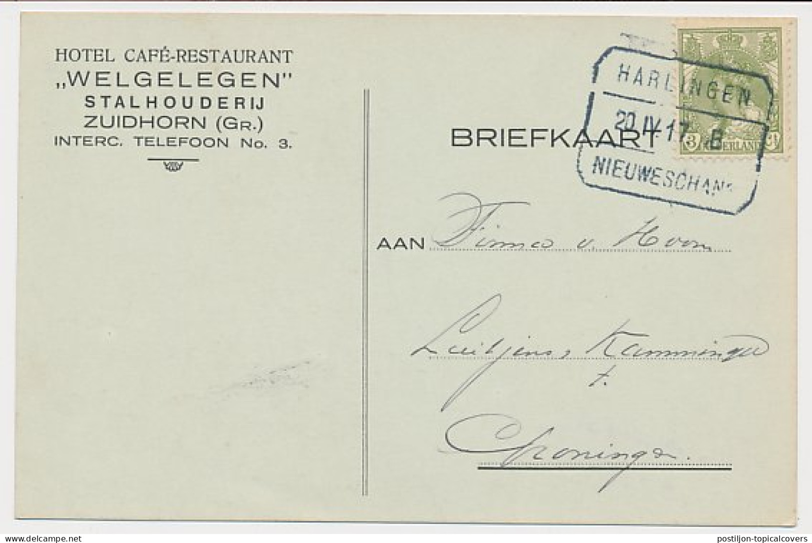 Firma Briefkaart Zuidhorn 1917 - Stalhouderij - Cafe - Unclassified