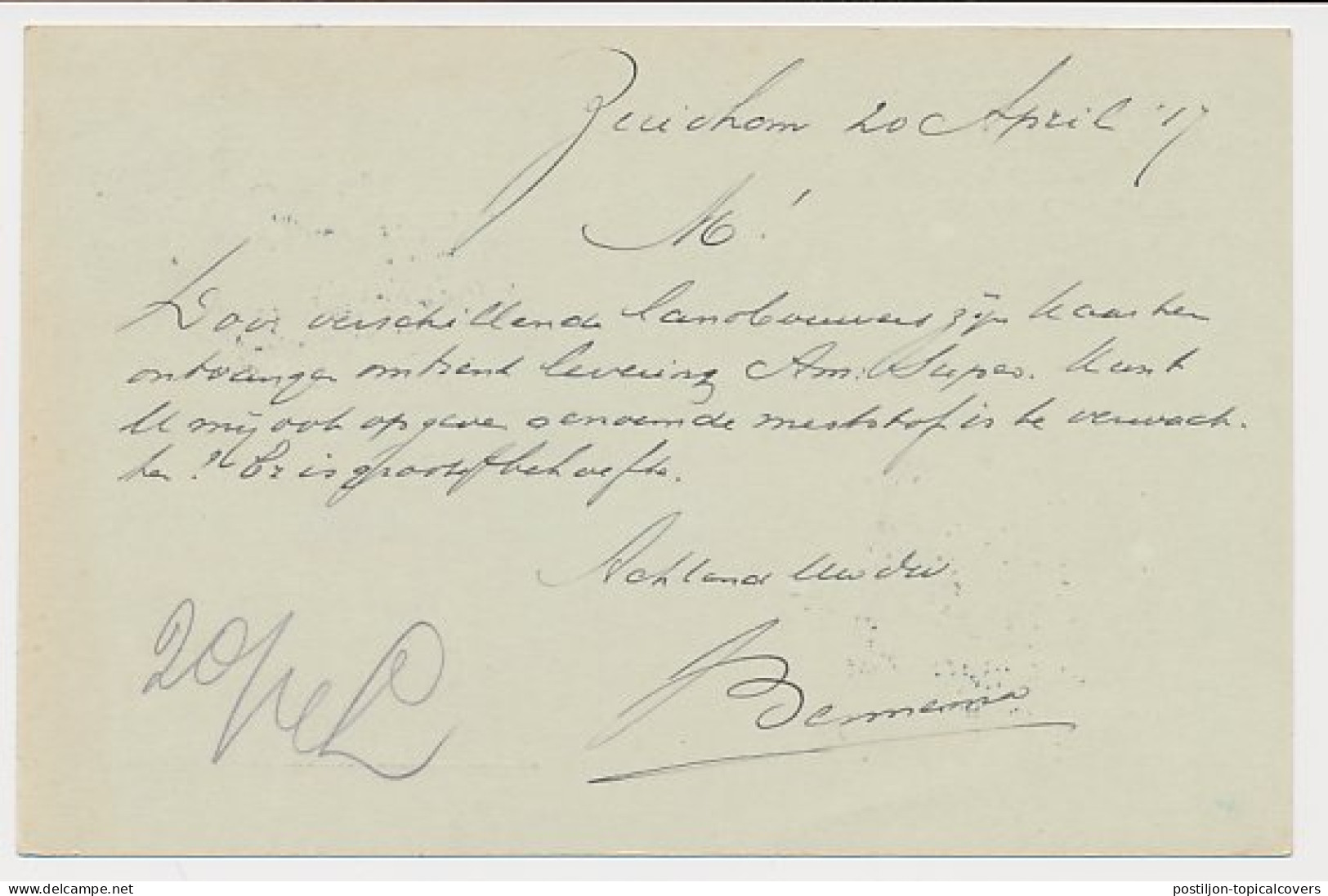 Firma Briefkaart Zuidhorn 1917 - Stalhouderij - Cafe - Unclassified