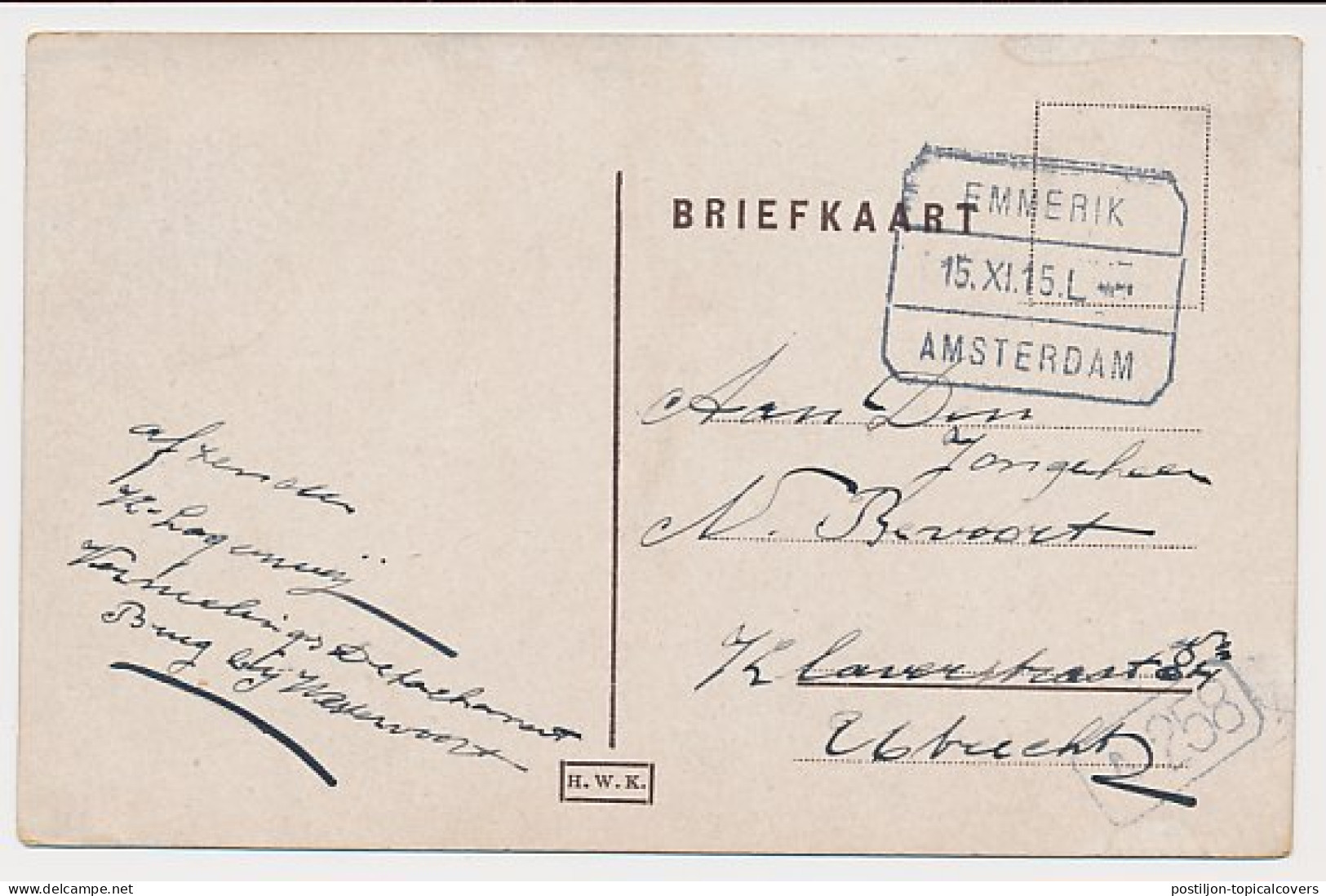 Treinblokstempel : Emmerik Amsterdam L 1915 - Unclassified