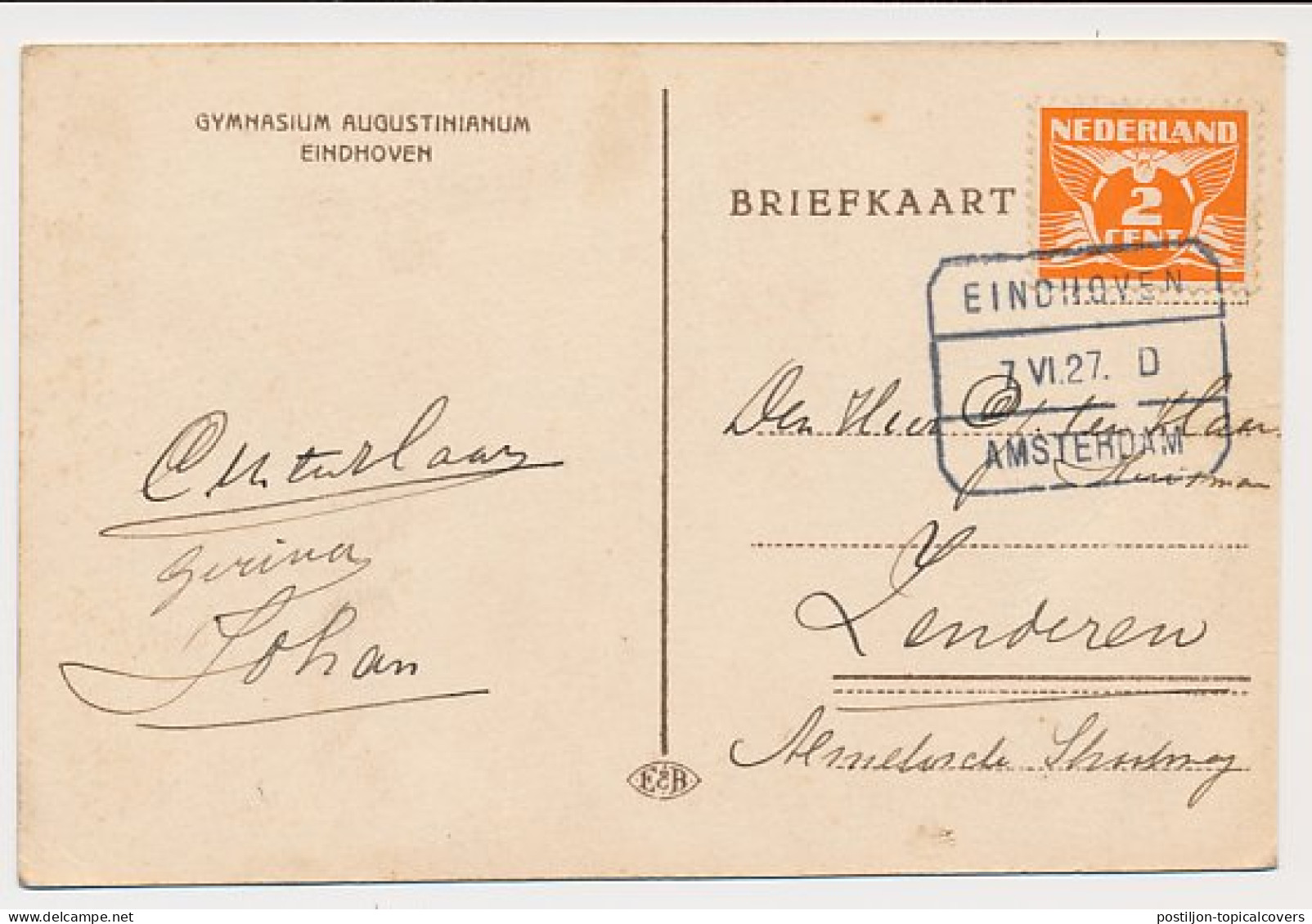 Treinblokstempel : Eindhoven - Amsterdam D 1927 - Sin Clasificación