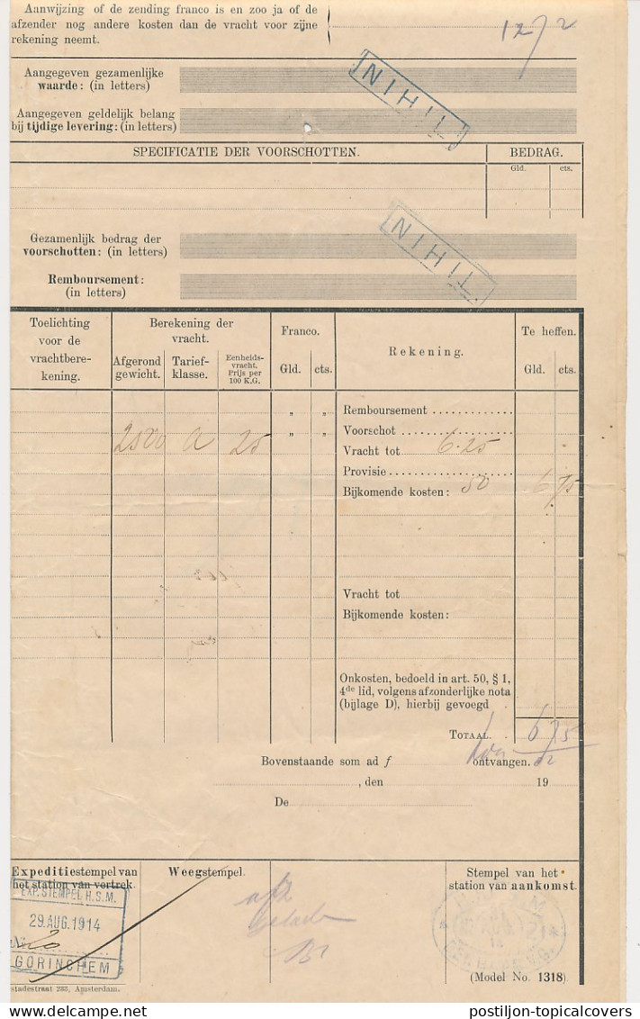 Vrachtbrief H.IJ.S.M. Haarlem - Den Haag 1914 - Unclassified