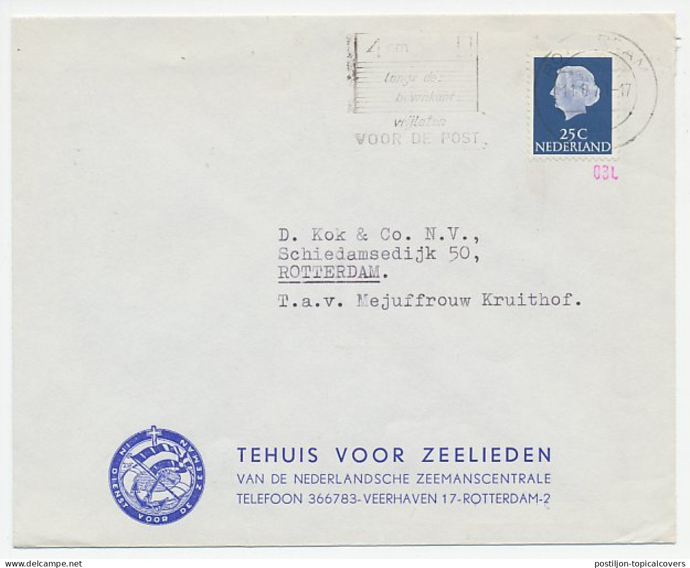 Envelop Rotterdam 1971 - Tehuis Voor Zeelieden - Unclassified