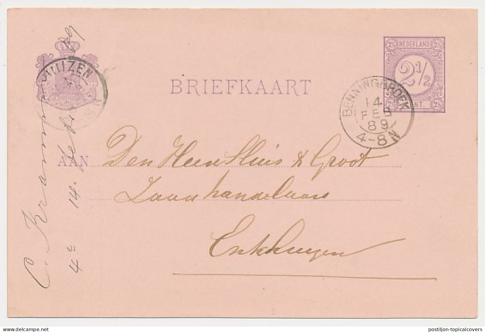 Kleinrondstempel Benningbroek 1889 - Non Classés