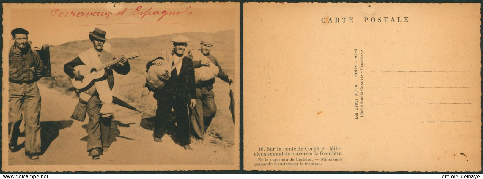 Carte Postale - Guerre D'Espagne : Sur La Route De Cerbère (n°16, Trou De Punaise) - Other & Unclassified