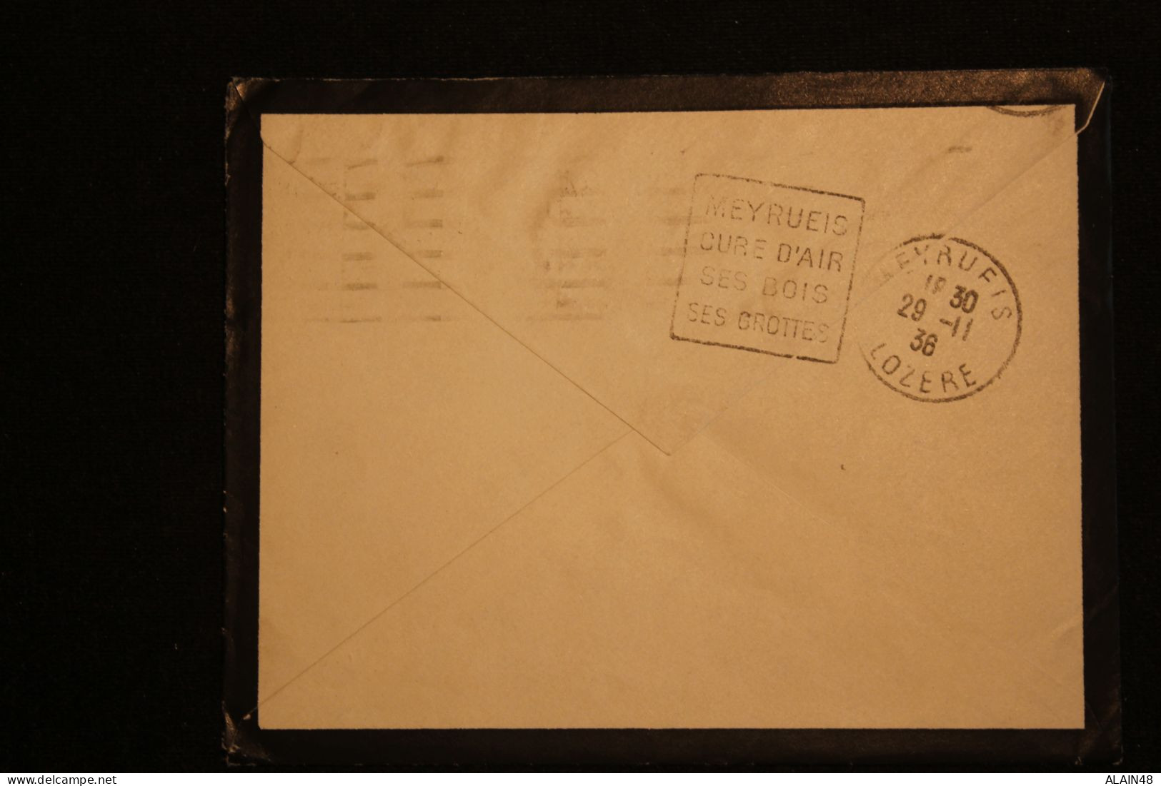 FRANCE LETTRE DU 28.11.1936 DE MONTPELLIER POUR MEYRUEIS (LOZERE) AVEC N°283 CACHET DAGUIN DE MEYRUIES AU VERSO - Cartas & Documentos