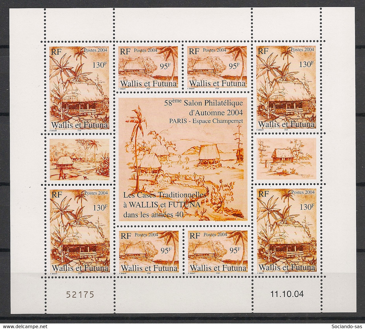 WALLIS ET FUTUNA - 2004 - Bloc Feuillet BF N°YT. 18 - Cases Traditionnelles - Neuf Luxe ** / MNH / Postfrisch - Blocks & Sheetlets