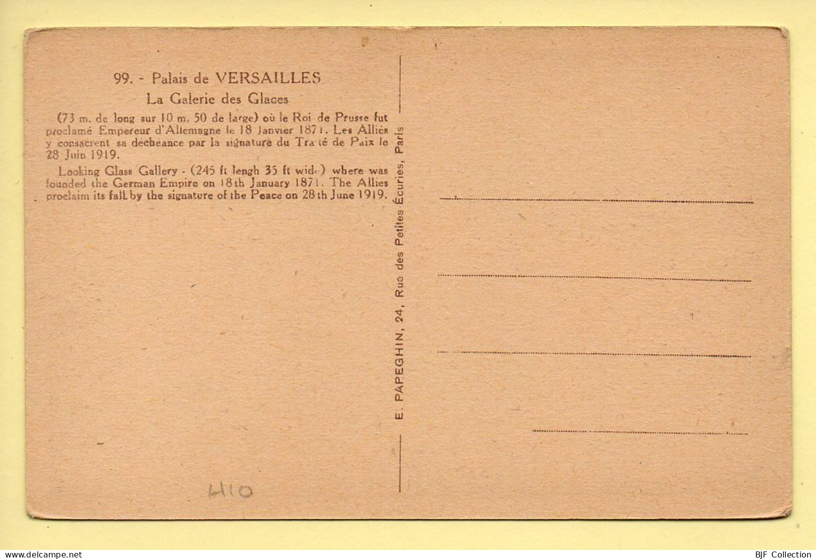 78. Palais De VERSAILLES – La Galerie Des Glaces (voir Scan Recto/verso) - Versailles (Kasteel)