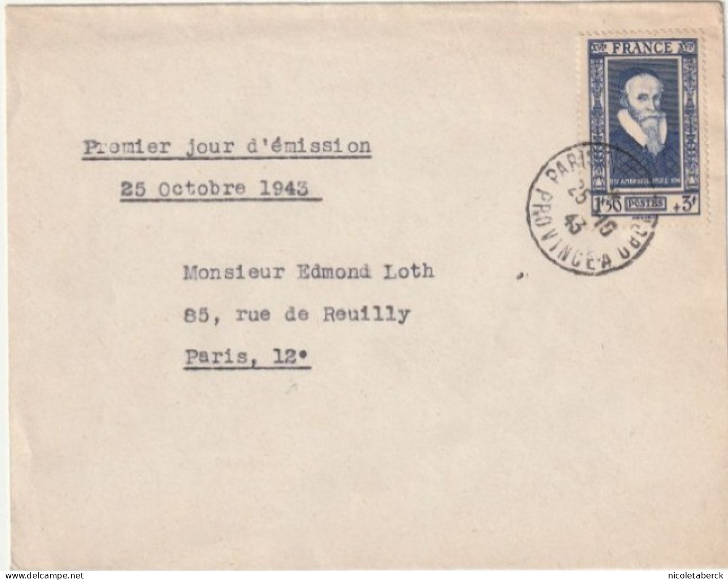 N°589, Obl: 1er Jour  Ayant Voyagé . Rare. Collection BERCK. - Lettres & Documents