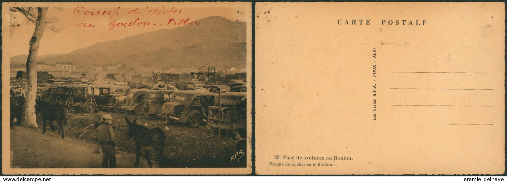Carte Postale - Guerre D'Espagne : Parc De Voiture Au Boulou (n°23, Trou De Punaise) - Other & Unclassified