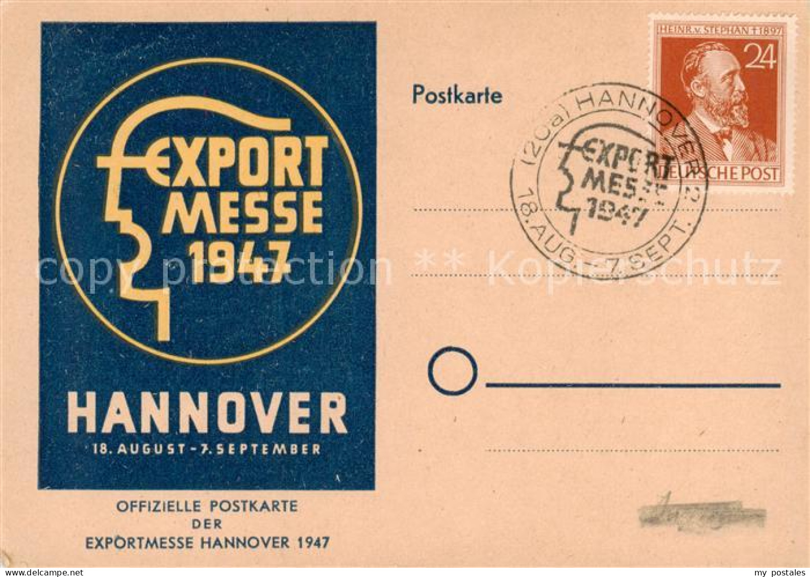 73852464 Hannover Offizielle Postkarte Der Exportmesse 1947 Stempel Hannover - Hannover