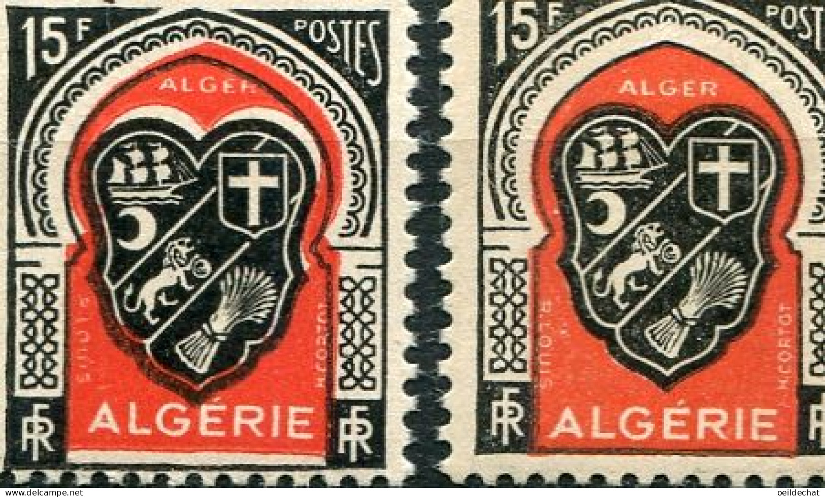 26458 Algérie N°271** 15F Alger : Rouge Décalé Vers La Droite + Normal  1948  TB - Nuovi