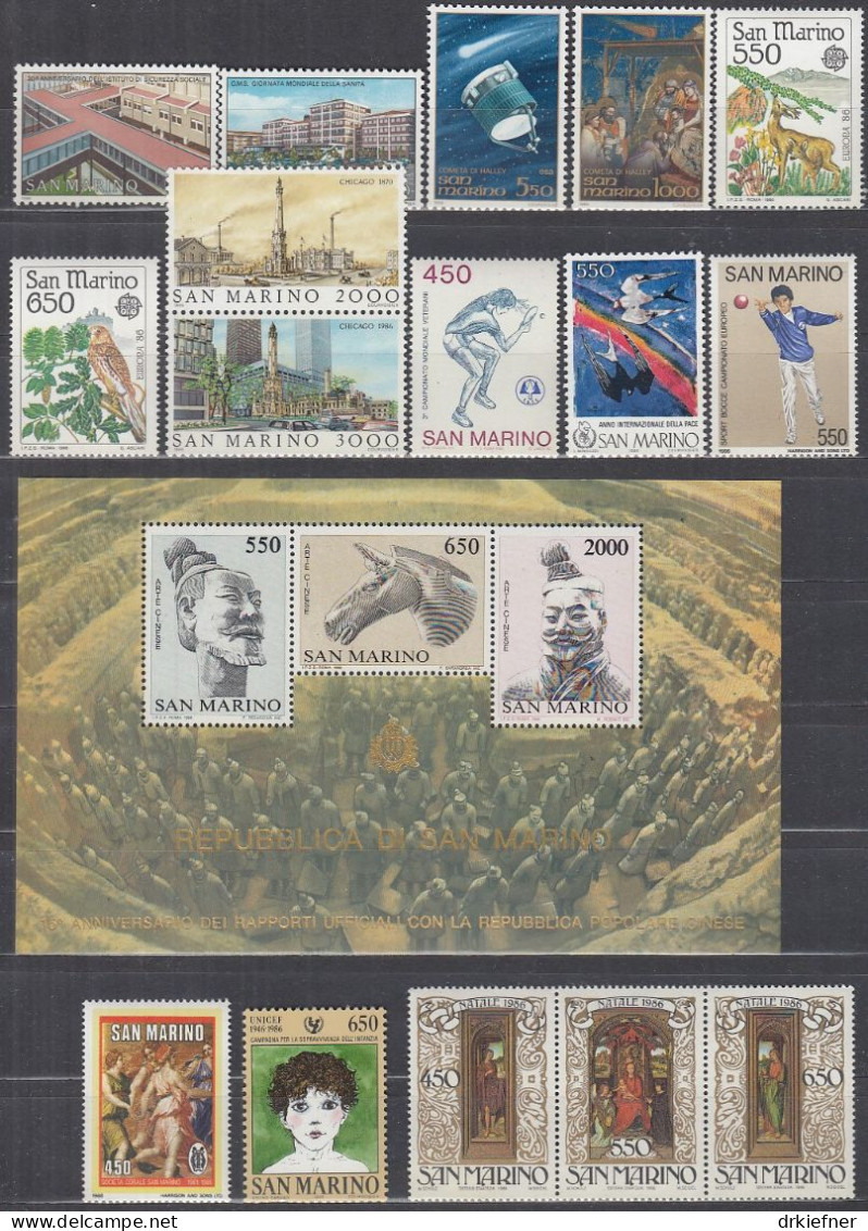 SAN MARINO  1986, Postfrisch **, 1335-1353, Komplett - Komplette Jahrgänge