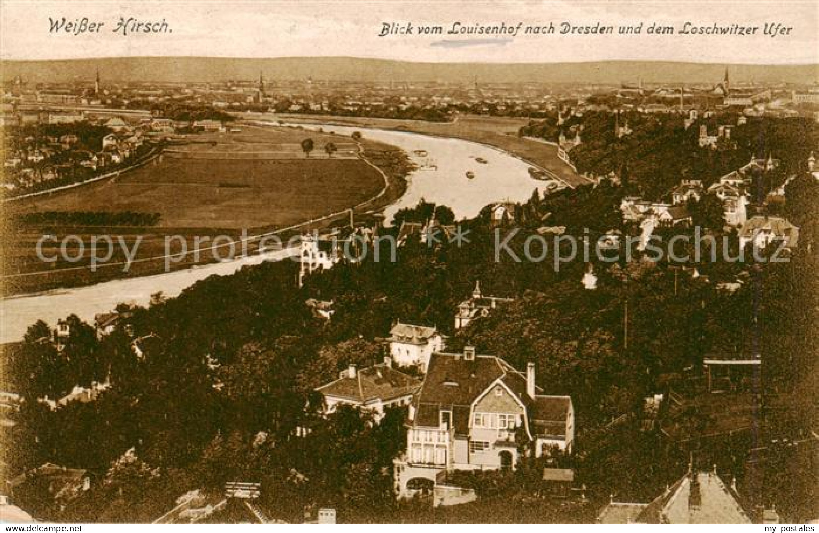 73852412 Dresden Elbe Weisser Hirsch Blick Vom Luisenhof Nach Dresden Und Loschw - Dresden