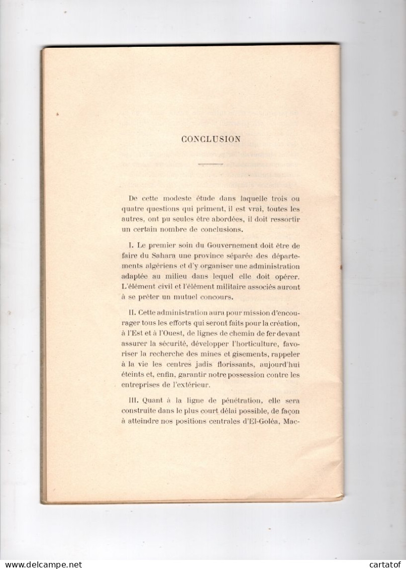 ETUDE Sur Le TRANSSAHARIEN Par Stanislas LEBOURGEOIS . ALGER  En 1899 - Altri & Non Classificati