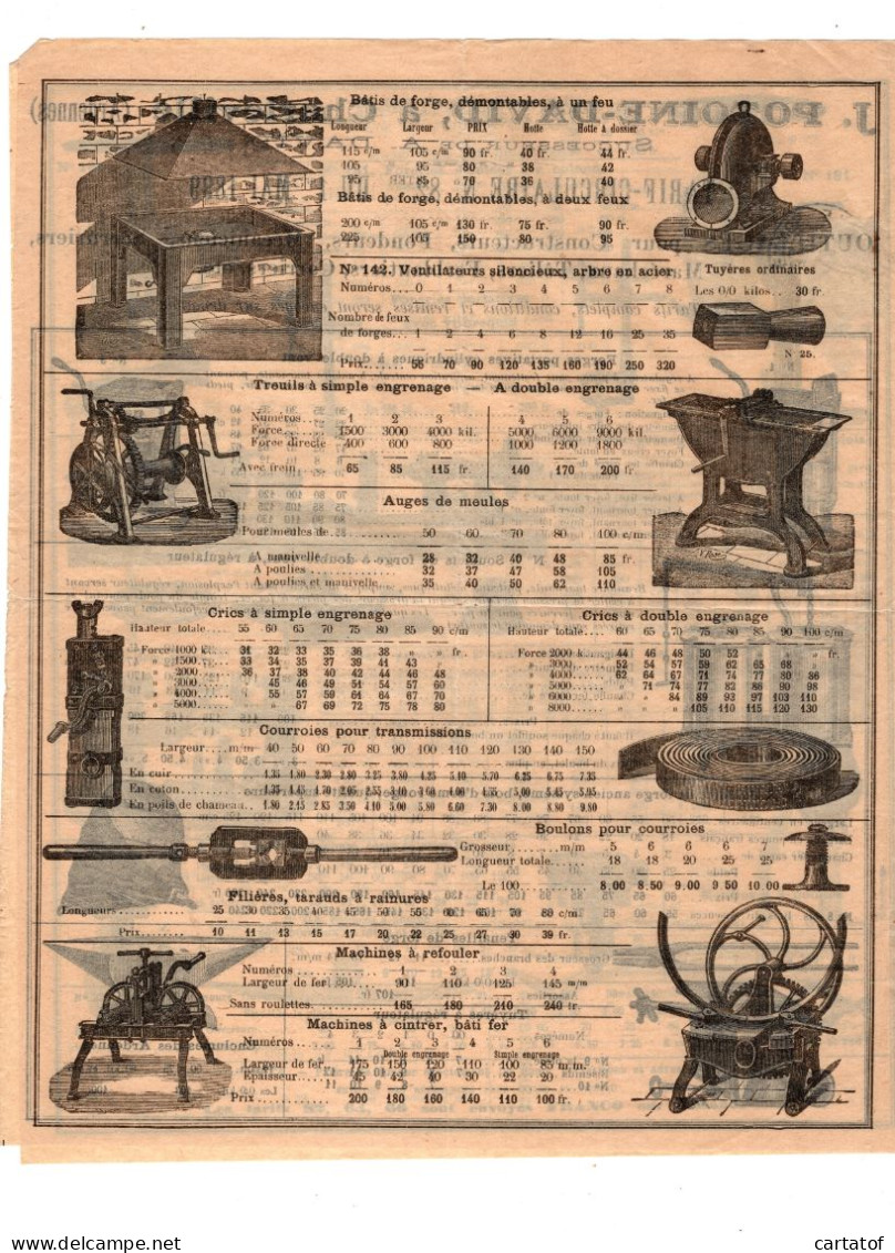 POTOINE DAVID CHARLEVILLE . Tarif Circulaire Du 1er MAI 1899 .  - Otros & Sin Clasificación