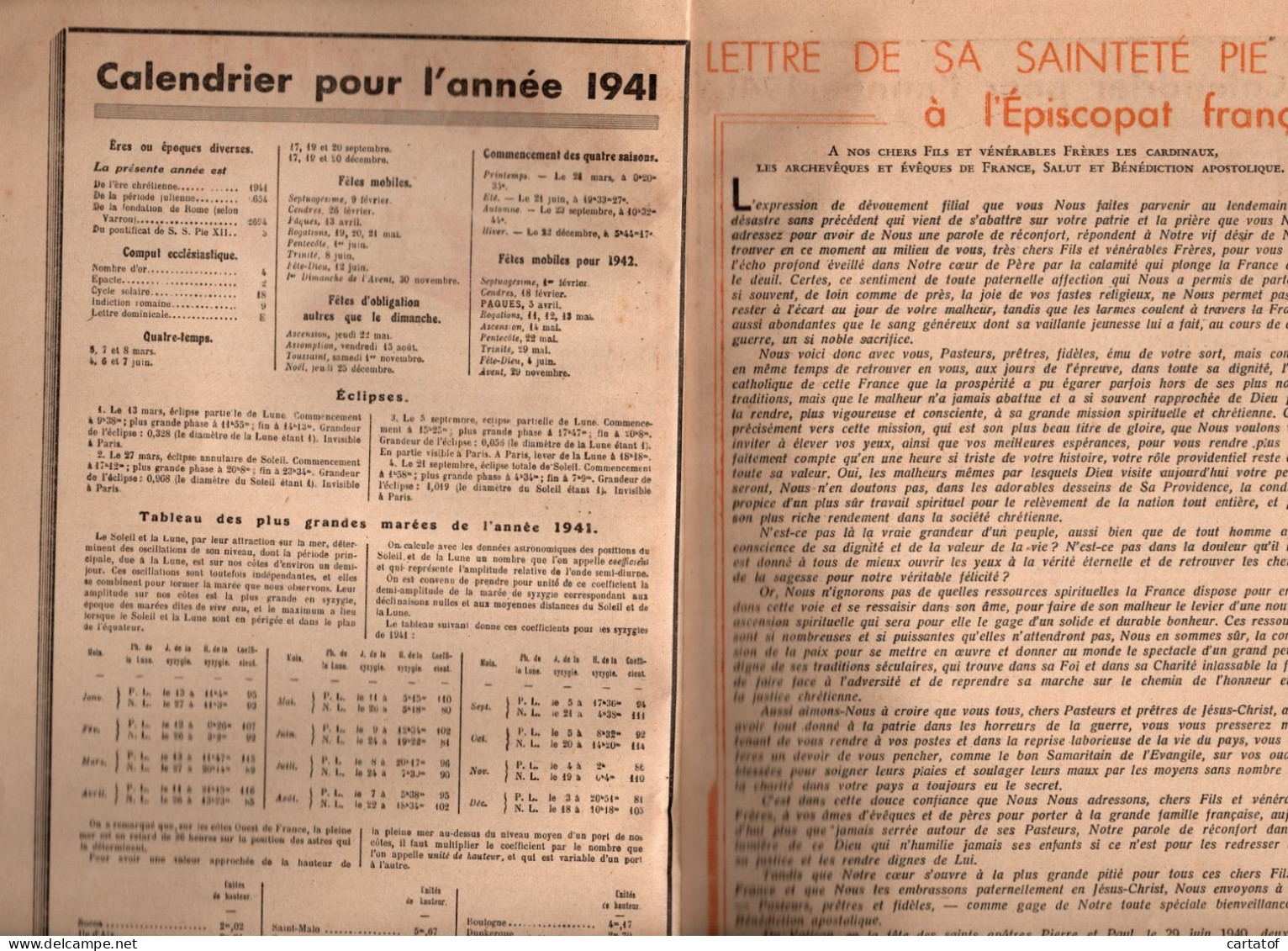 ALMANACH DE LA BONNE PRESSE 1941 . Librairies Catholiques .  - Altri & Non Classificati