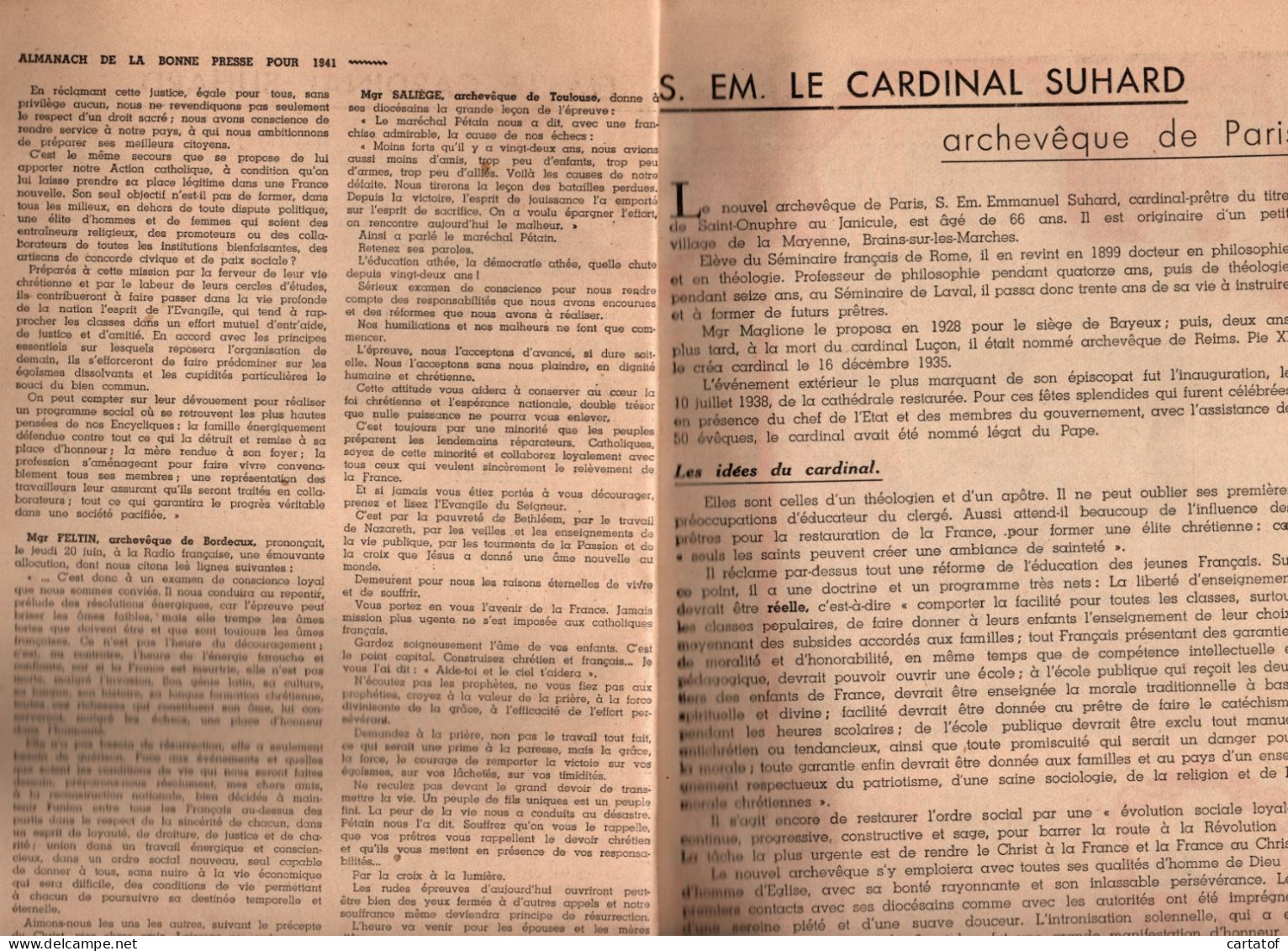 ALMANACH DE LA BONNE PRESSE 1941 . Librairies Catholiques .  - Altri & Non Classificati