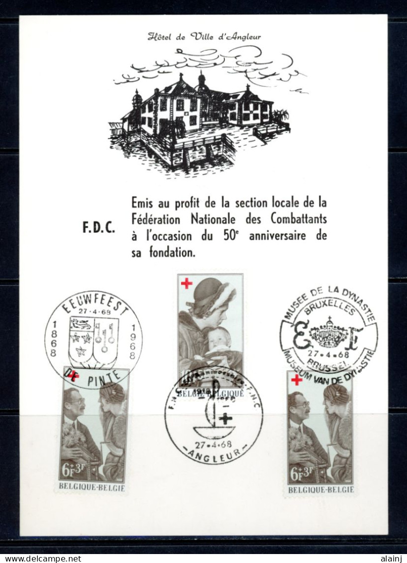 BE   1454 - 1455   ---   Carte Fédération Des Combattants   / Angleur  --  Obl  1er Jour - Lettres & Documents