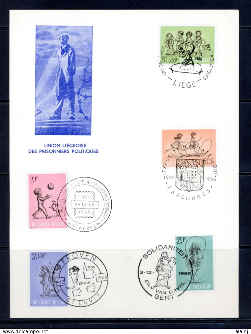 BE   1399 - 1403  ---   Feuillet  --  Solidarité  --   Union Des Prisonniers Politiques  --  1er Jour. - Storia Postale