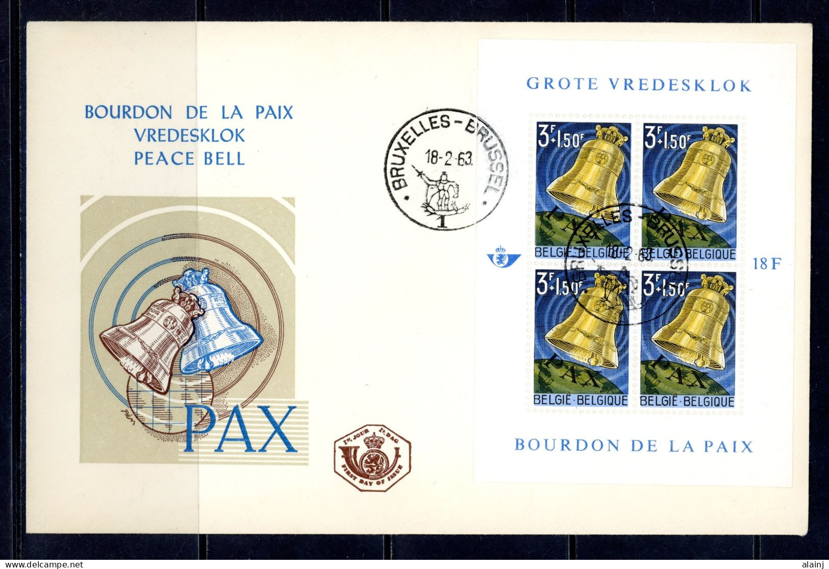 BE   FDC  BL 34   ---  Le Bourdon De La Paix  --  1er Jour - 1961-1970