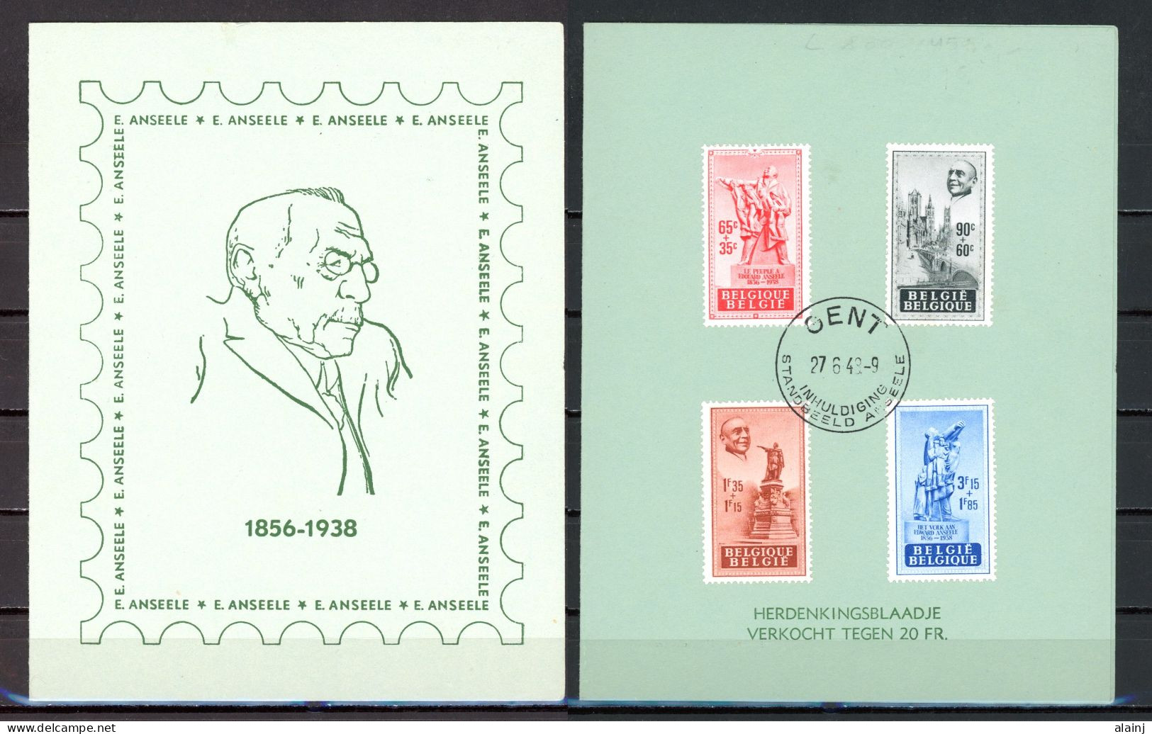 BE   781 - 784  ---   Fondation Edouard Anseele   --  Carte Commémorative - Lettres & Documents