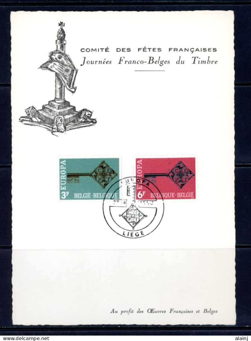 BE   1452 - 1453   ---   Carte Comité Fes Fêtes Françaises  --  Obl Liège 1er Jour - Cartas & Documentos