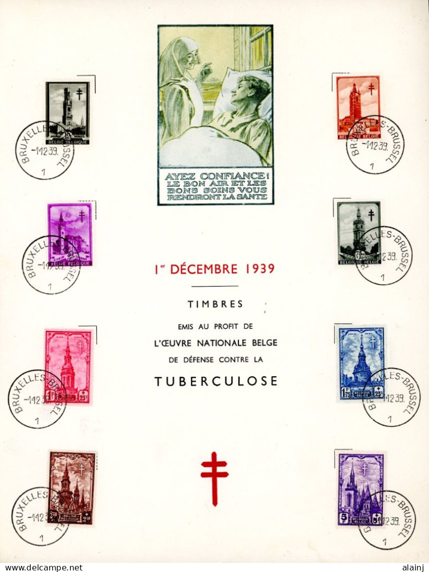 BE   519 - 526 --- Sur Feuillet Oeuvre Défense Contre La Tuberculose -- Premier Jour - Cartas & Documentos