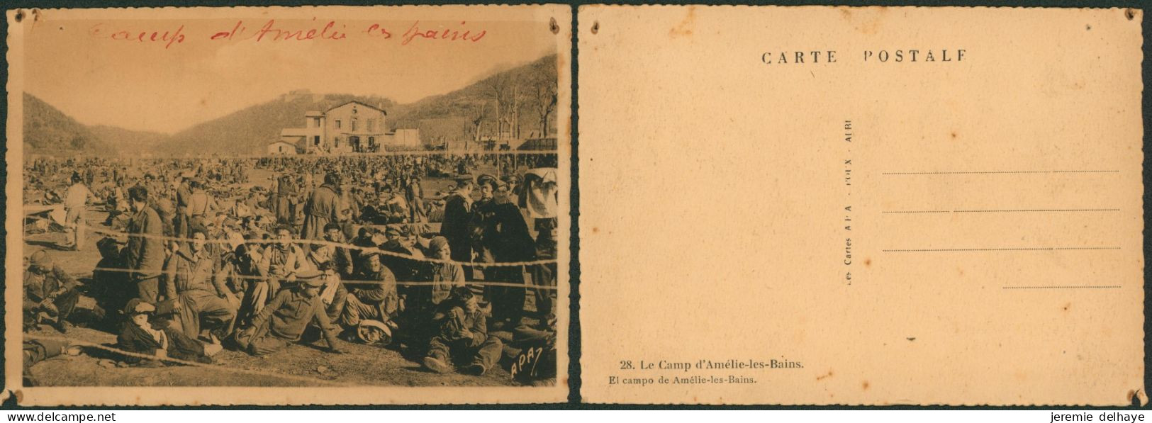 Carte Postale - Guerre D'Espagne : Le Camp D'Amélie Les Bains (n°28, Trou De Punaise) - Sonstige & Ohne Zuordnung