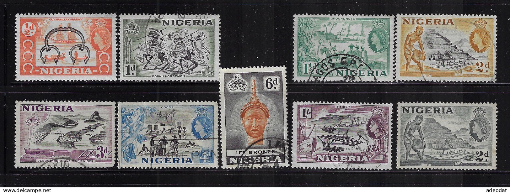 NIGERIA  1953  SCOTT#80-87 USED + #93b MH - Nigeria (...-1960)