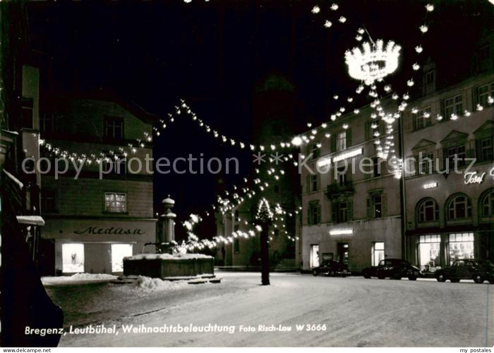 73852365 Bregenz Vorarlberg Bodensee Weihnachtsbeleuchtung Nachtaufnahme  - Autres & Non Classés