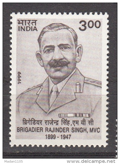 INDIA, 1999, Birth Centenary Of Brigadier Rajinder Singh, 1st Recepient Of M.V.C Medal, MNH, (**) - Neufs